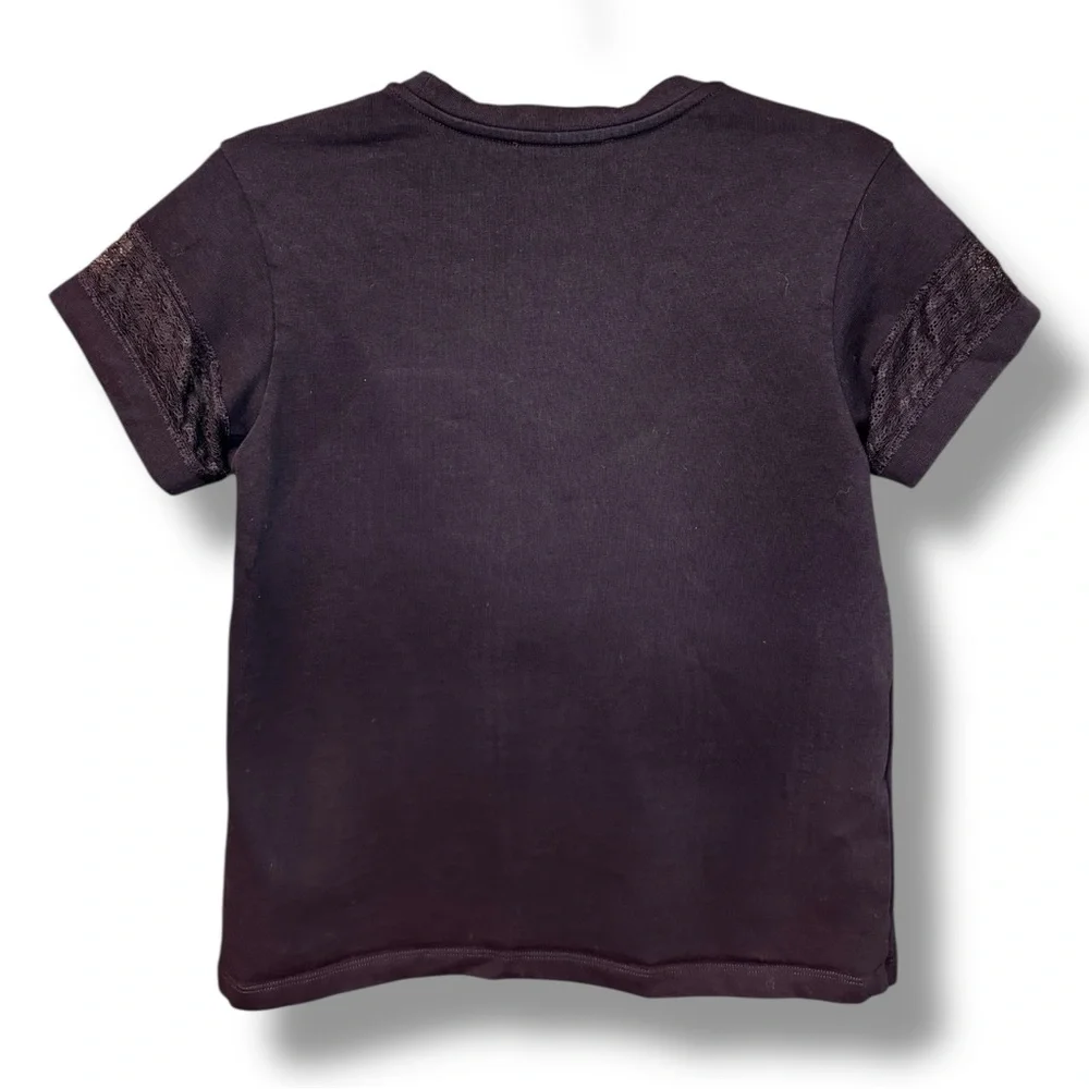All Saints- Black 100% Cotton Lina Lace T-Shirt - Size US4, UK8, EU36 - Picture 6 of 9
